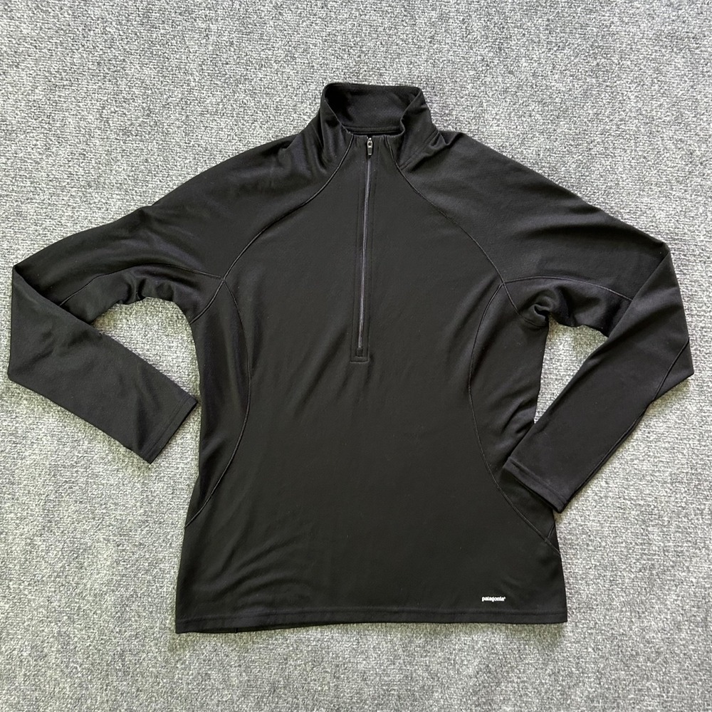 Patagonia Capilene 3 Shirt Mens Large Black‎ 1/4 Zip Long Sleeve Base Layer